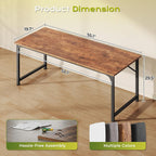 55 Inch Computer Desk, Home Office Desk With Spacious Desktop, Rustic Brown
