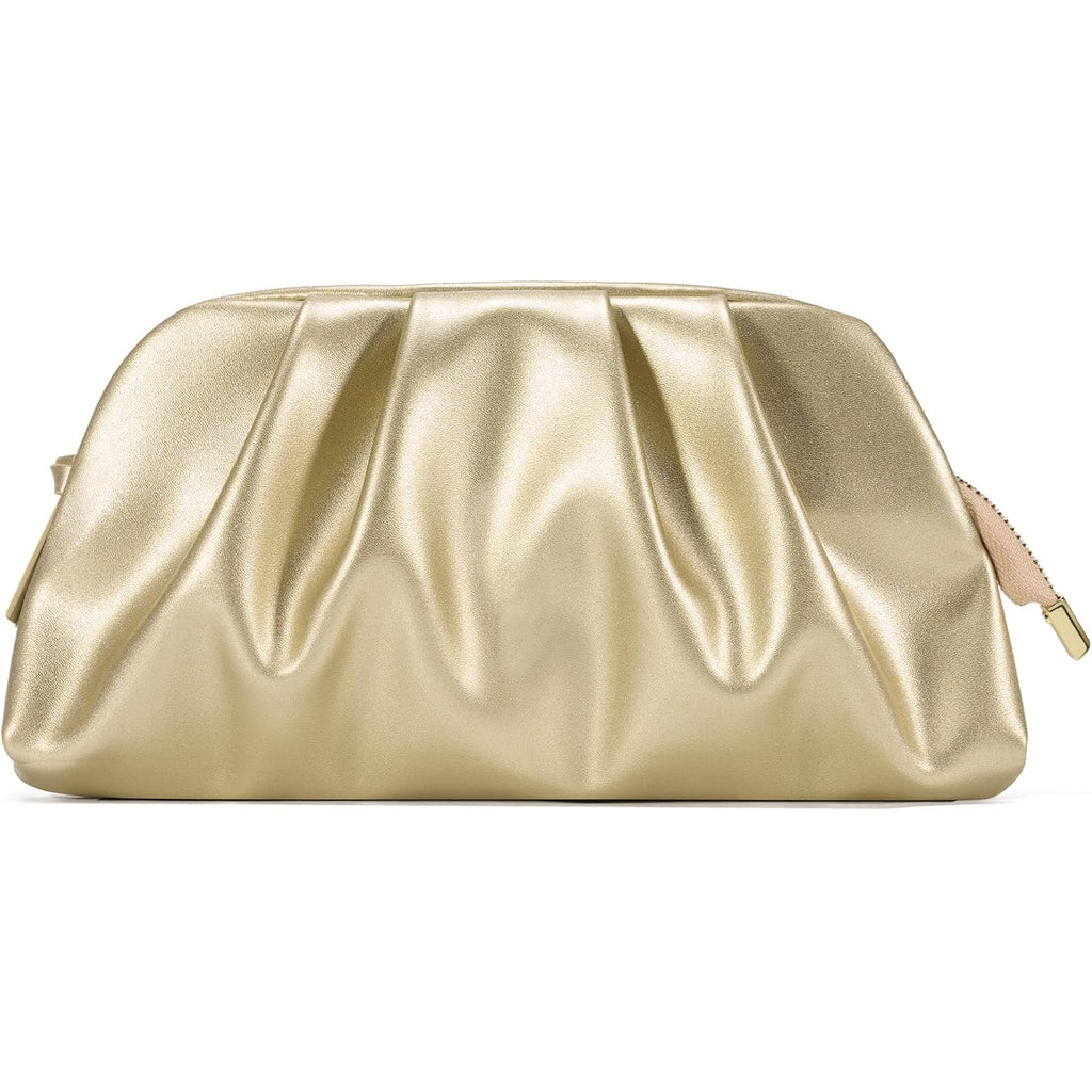 SWEETV CHUNLI Dressy Vegan Leather Clutch Purse for Women Formal, Soft Pleated PU Evening Clutch for Weddings, Proms