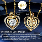 Heart Pendant Gold Necklace for Women Moissanite Lab-Created Gem I Love You Wedding Anniversary Birthday Christmas Valentine Engagements Mothers Day Jewelry for Wife Her Girlfriend Mom Daughter