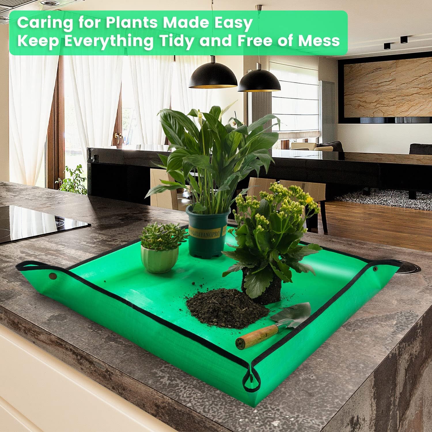 Repotting Mat For Indoor Plant Transplanting Control Mess, 26.8"X26.8" Waterproof Succulent Potting Mat Square Planting Tray Soil Change Mat Gardening Gifts For Plant Lovers