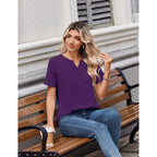 Zeagoo Womens Summer Tops V Neck Short Sleeve Shirts Dressy Casual Blouse Spring Vacation Tshirts Clothes