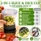 Hendiy 2-In-1 Fruit Slicer Cup, Stainless Steel | Strawberry Slicer Dicer, With Lid & Push Plate, Portable Kitchen Gadget, For Strawberry Banana Grape Egg Vegetable Salad