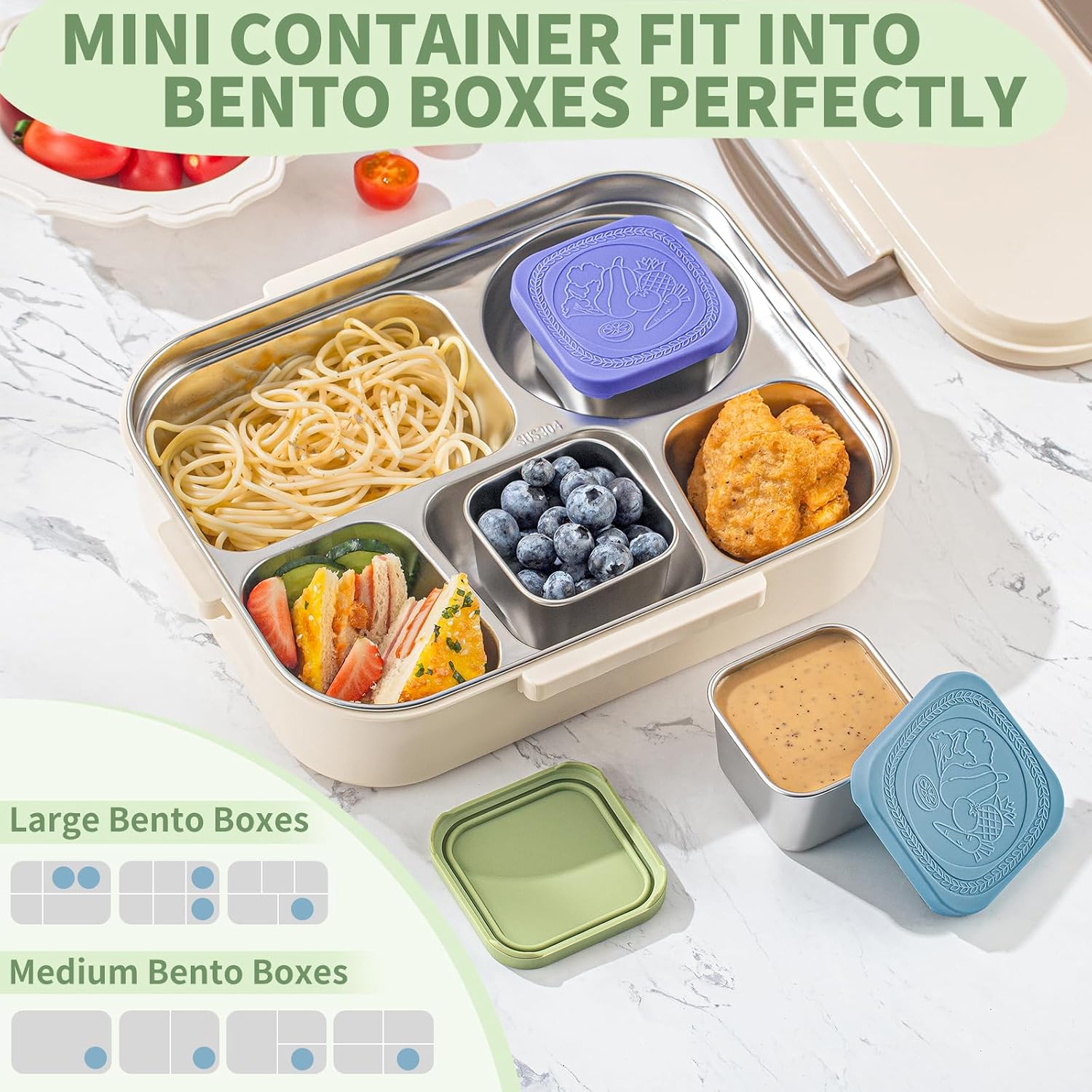 6 Oz Stainless Steel Snack Containers For Kids - 6 Pack Metal Food Containers With Lids Silicone Easy Open 100% Leak Proof Bpa Free Reusable Baby Lunch Box For Daycare Travel And Office