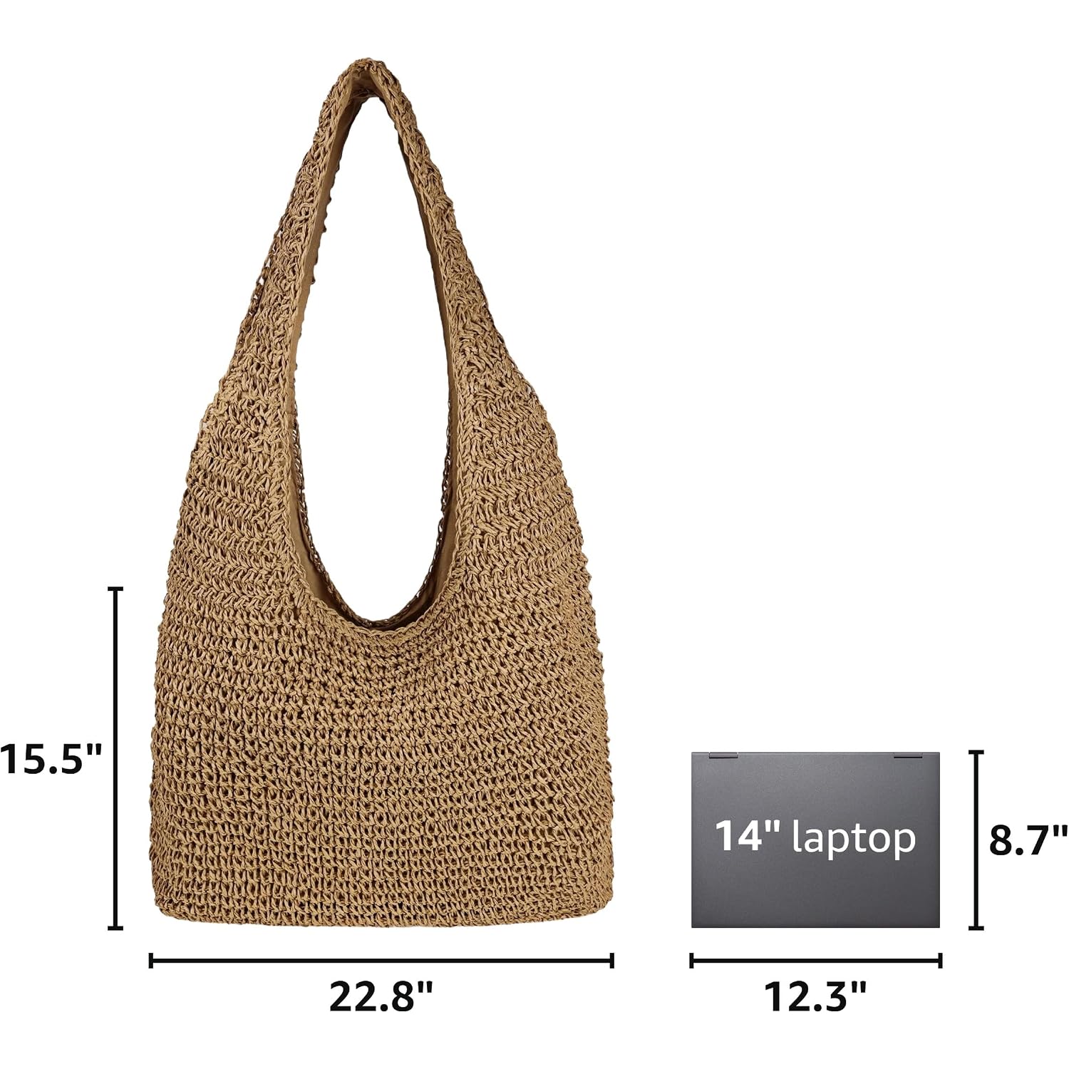 Women Large Straw Beach Bag Handmade Woven Shoulder Bags Hobo Tote Handbag Purse For Summer