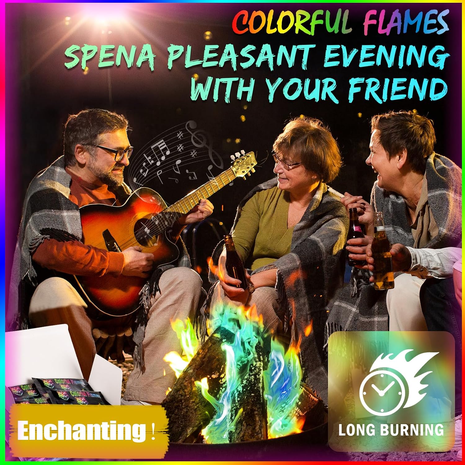 12Pack Fire Color Changing Packets，Magic Color Fire Packets For Outdoor Campfires, Fire Pits, Fireplaces, Long-Lasting Colorful Flames, Safe Camping Essentials