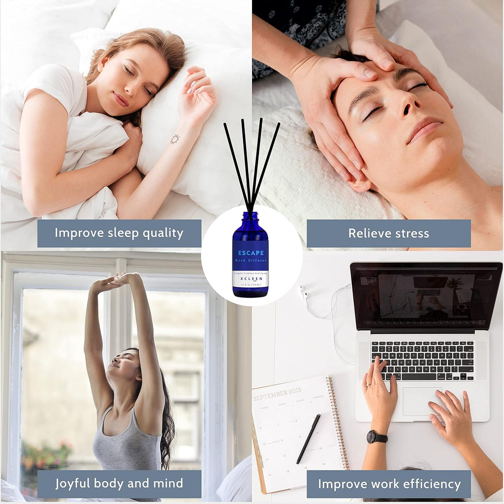 Xcleen Reed Diffusers Set, 3.7 Oz Scent Diffuser, 6 Reed Diffuser Sticks, Home Fragrance Hyacinth, Peony & Citrus, Aromatherapy Oil Diffuser Reeds, More Masculine Scent, Bathroom & Office Decor 110Ml