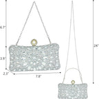 MAIRLOM Rhinestone Clutch Purses for Women Evening Wedding Formal - Pearl Clasp Handbag Crystal Gemstone Bag for Party Prom