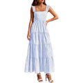 Prettygarden Womens 2026 Summer Casual Maxi Dresses Striped Square Neck Sleeveless Boho Flowy Sundress Beach Vacation Clothes