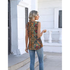 Womens Tank Tops Summer Sleeveless Pleated V Neck Tunic Shirts Loose Casual Button Flowy Boho Clothes S-3XL