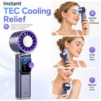 Portable Handheld Fan With Ice Cooling, Personal Rechargeable Fan 20000Rpm,199-Speed Mini Neck Fan With 4000Mah Battery Powered Up To 15Hrs With Led Display For Travel, Camping & Outdoor, Purple