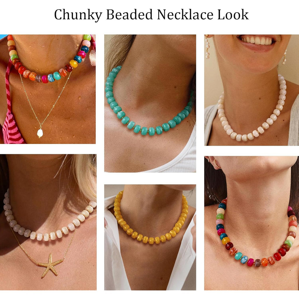 Beaded necklace for Women Boho Bead Chunky Necklace Big Bead Necklace Fashion Trendy Summer Colorful Necklaces Holiday Vocation Jewelry Gifts