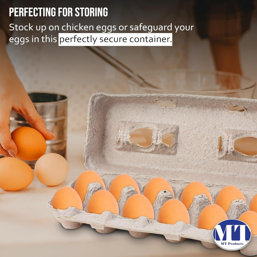 MT Products Blank Natural Pulp Egg Cartons Holds Up to Twelve Eggs - 1 Dozen - Strong Sturdy Egg Crate Cardboard Material Perfect For Storing Extra Eggs (25 Pieces) - Made in the USA
