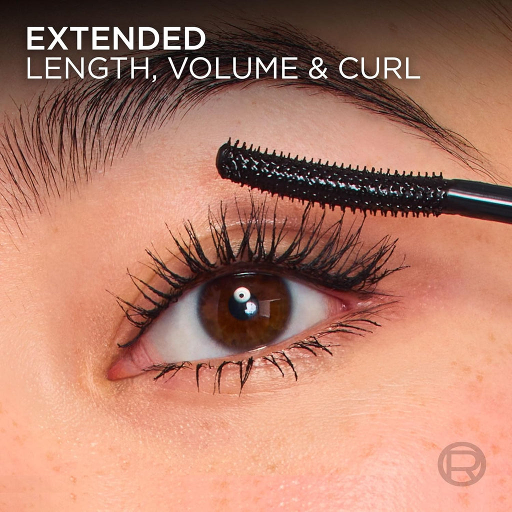 L'Oreal Paris Extensionist Mascara, Lengthening, Volumizing, and Curling Formula For a Lash Extension Eye Makeup Look, Washable Blackest Black