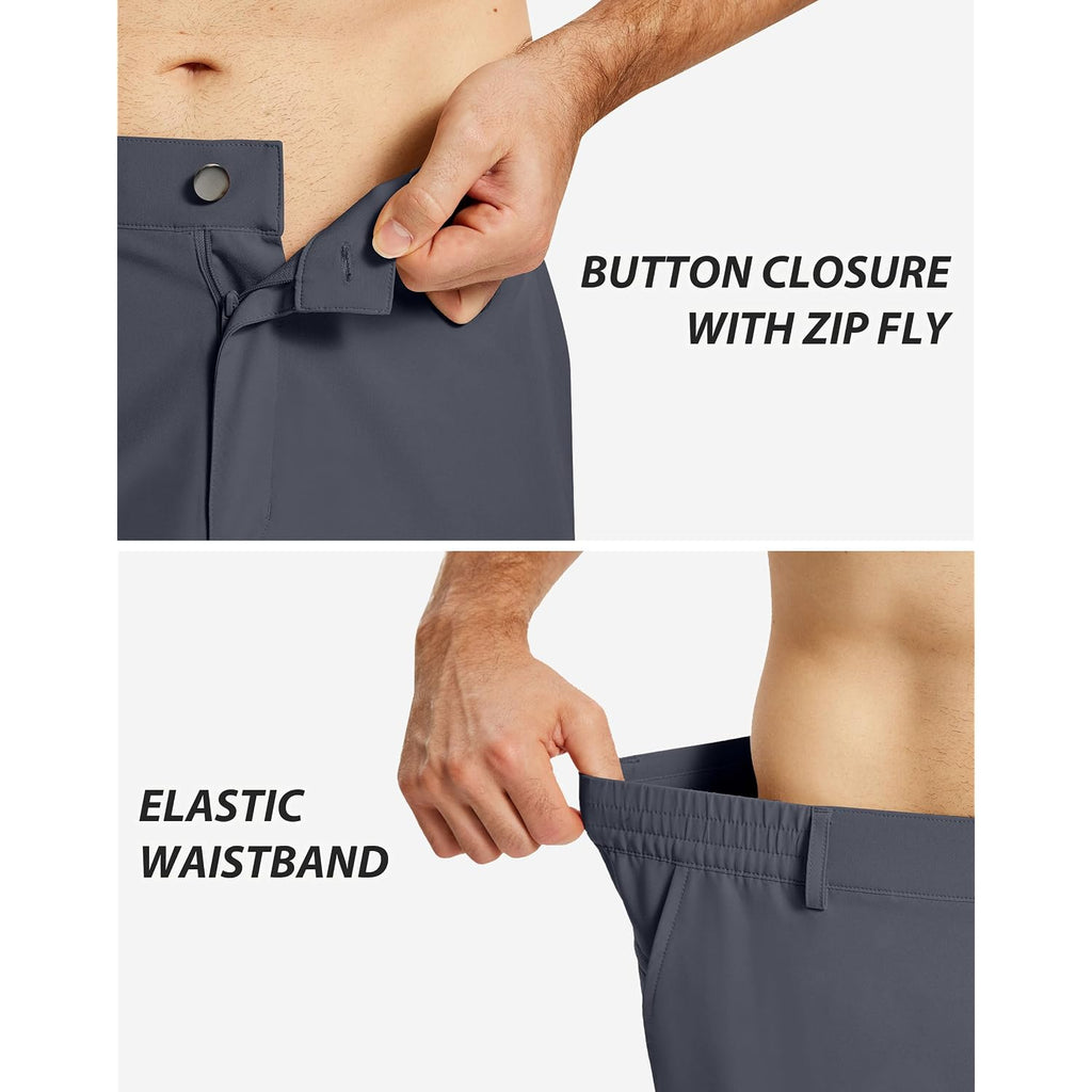 Mens Casual Dress Shorts With 5 Pockets 7 Inch Stretch Dri Fit Lightweight For Golf Travel Work Hiking