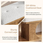 Tribesigns 47.24-Inch Upholstered Entryway Bench, Modern Rustic Shoe Bench With Soft Cushion And Curved Wooden Legs, End Of Bed Footrest For Bedroom, Foyer, Off-White And Brown