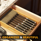 Spaceaid Knife Drawer Organizer 9 Inches Wide Bamboo Insert Dock, Kitchen Steak Knives Holder Organizers Block For Drawer In Storage Organization (Medium, Natural)