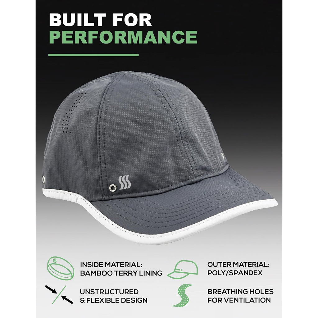 Featherlight Sports Hat. Lightweight, Quick Drying. Running, Tennis & Golf Cap for Women & Girls Graphite