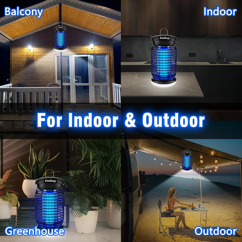 Endbug Bug Zapper, Bug Zapper Outdoor Indoor With Led Light, Electric Mosquito Zapper Fly Zapper, Waterproof Mosquito Killer Insect Zapper Fly Trap For Outside Patio Garden Backyard Home, Plug In