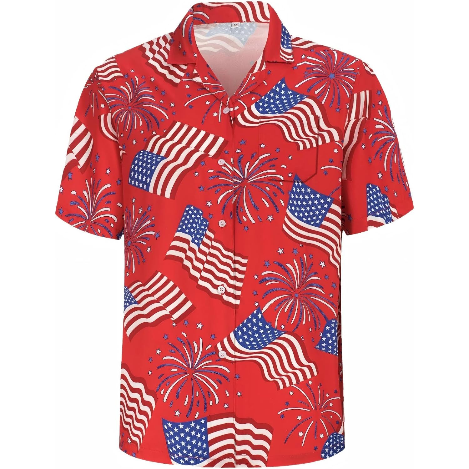 4th of July Hawaiian Shirt for Men Independence Day Patriotic Casual Beach Shirt for Parade Party