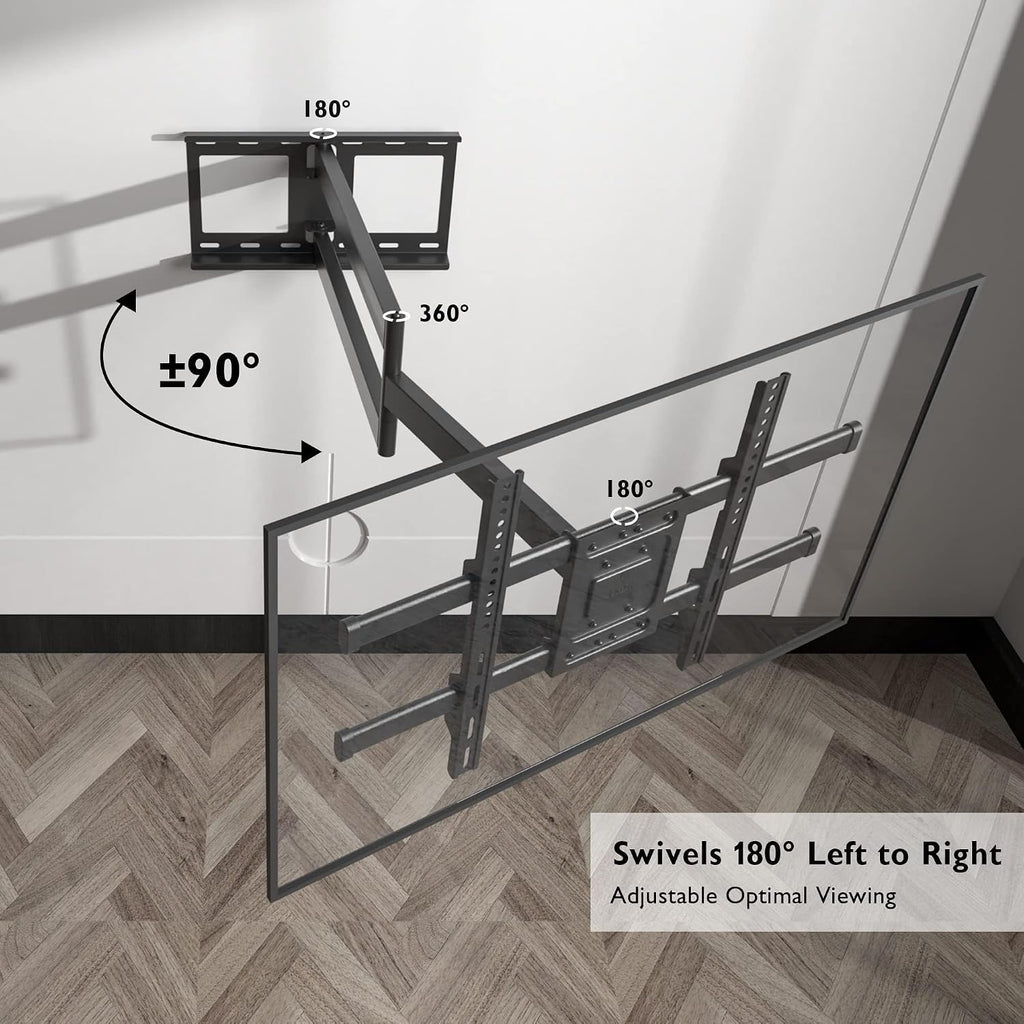 Bontec Corner Tv Wall Mount With Extra Long 40.9” Extension Arm For 32–75 Inch Tvs, Holds Up To 132 Lbs, Full Motion Dual Arm Tv Bracket With Tilt, Swivel, Level Adjustment, Max Vesa 600×400Mm