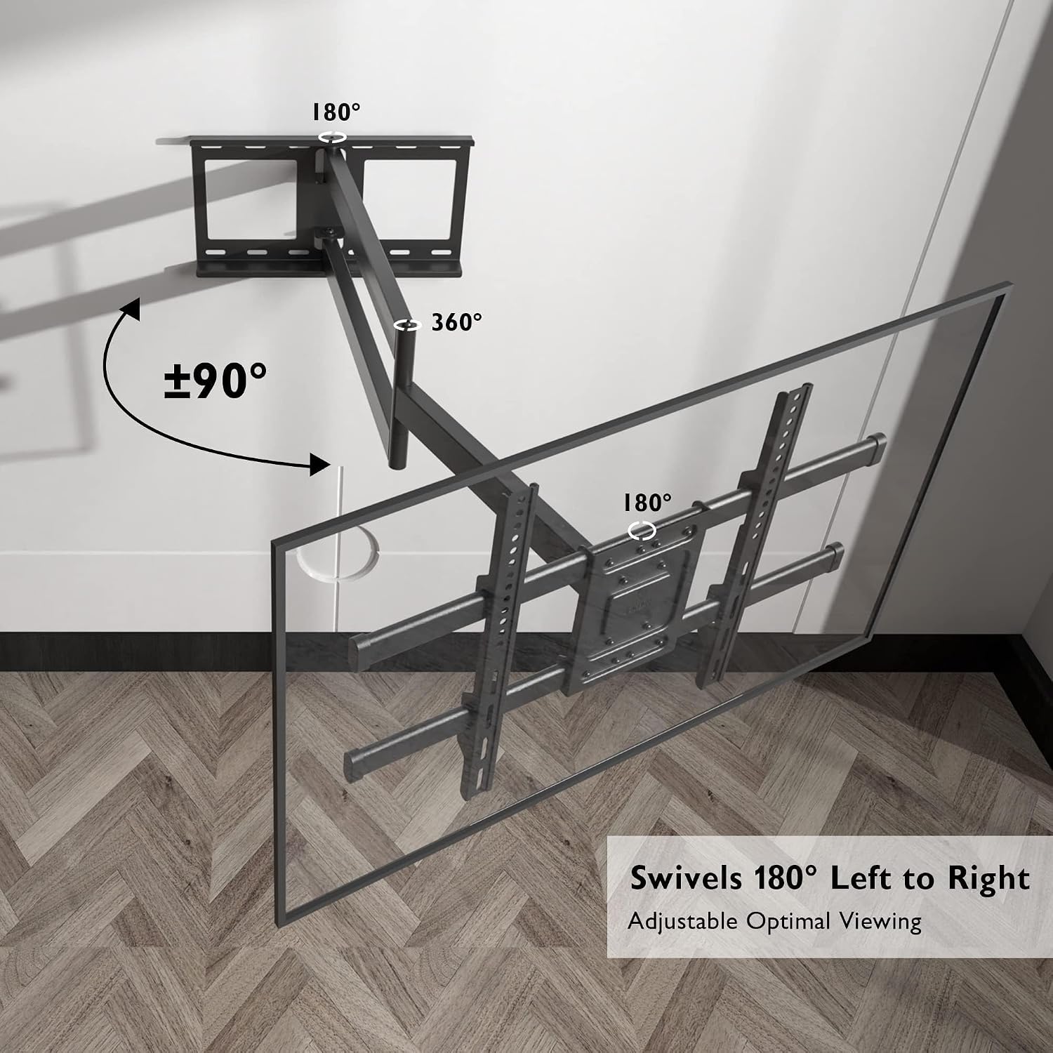 Bontec Corner Tv Wall Mount With Extra Long 40.9” Extension Arm For 32–75 Inch Tvs, Holds Up To 132 Lbs, Full Motion Dual Arm Tv Bracket With Tilt, Swivel, Level Adjustment, Max Vesa 600×400Mm