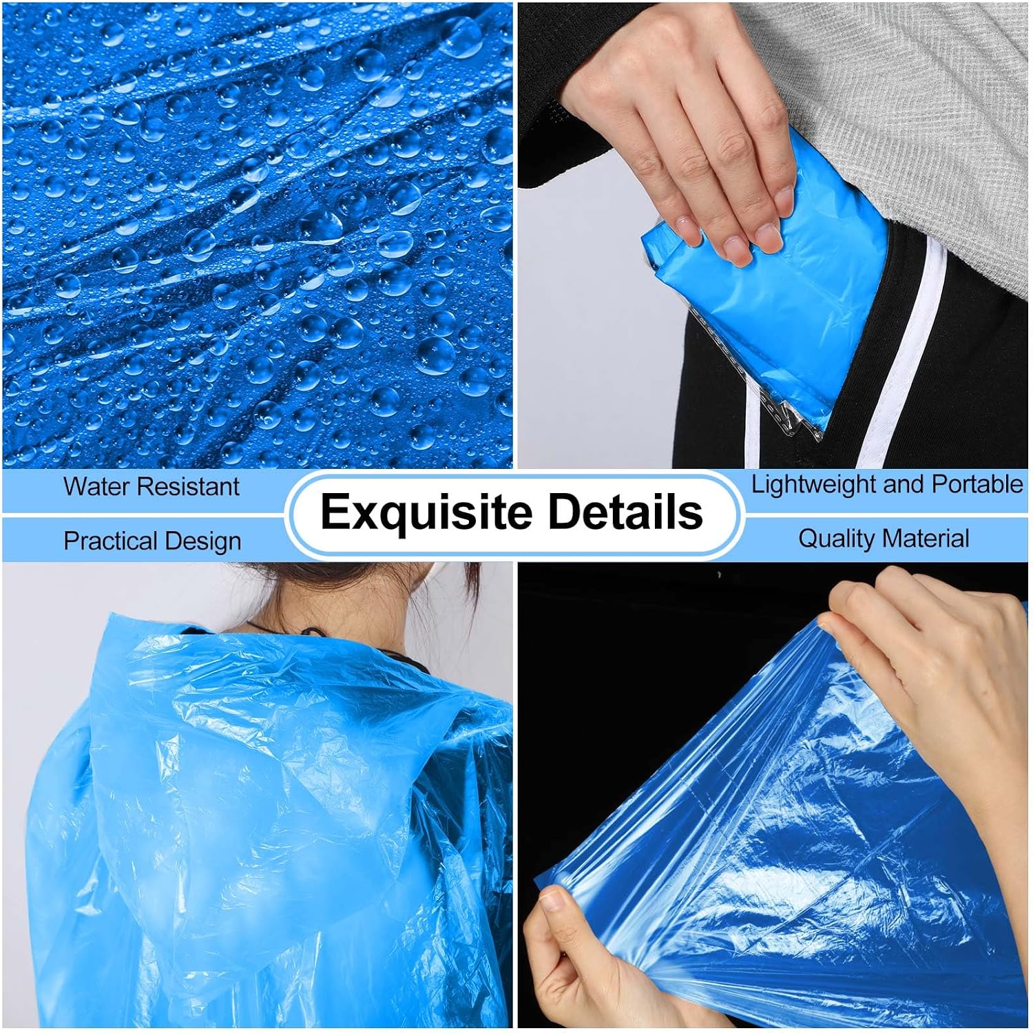 150 Pack Of Adult Rain Ponchos With Hood, Disposable Rain Ponchos, Plastic Raincoat Poncho For Adult Homeless
