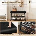 Shoe Bench, 3-Tier Shoe Rack, Entryway Bench With Storage And Cushion, For Hallway, Foyer, Bedroom, Black Hx02Bb