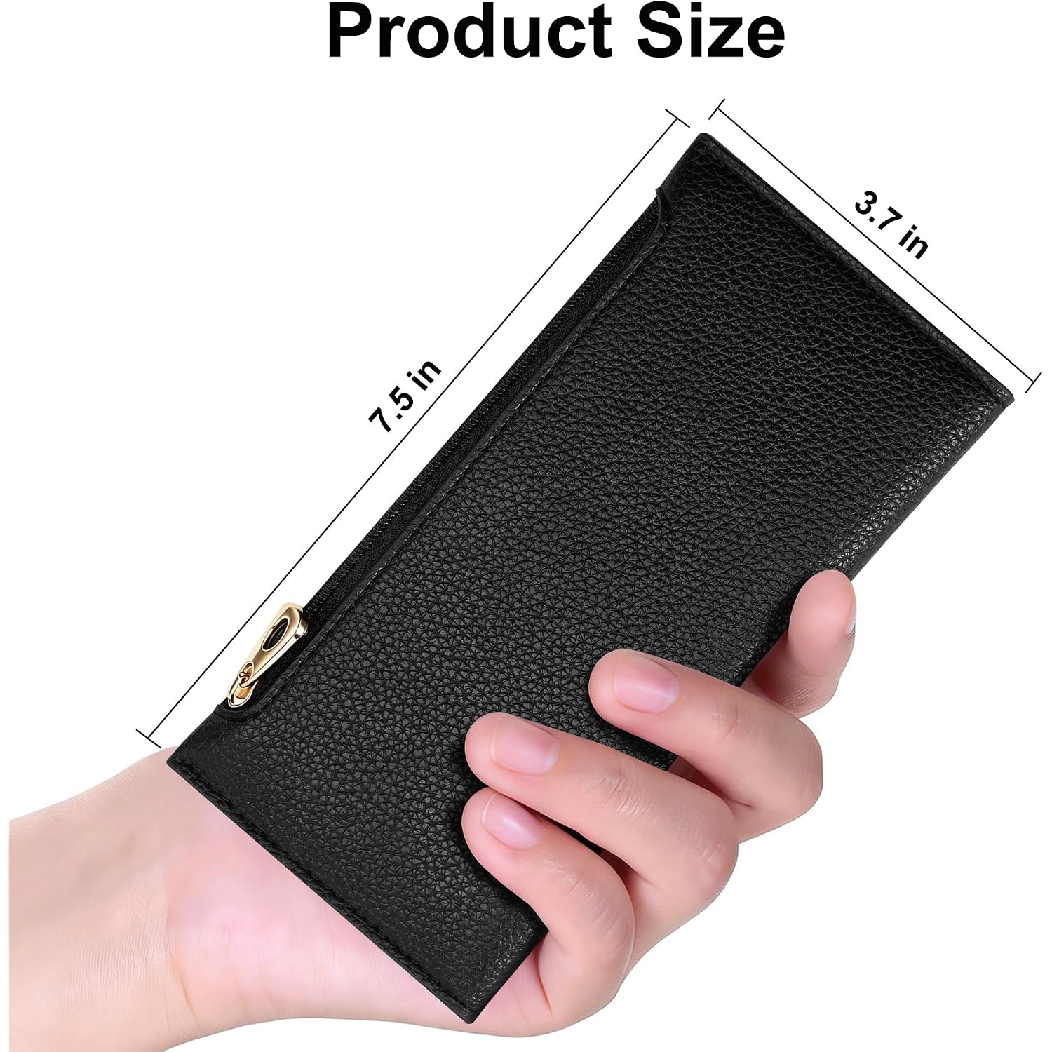 Tipmile Slim Wallet For Women, Rfid Blocking Credit Card Holder | Thin Compact Bifold Wallet With Zipper, Ladies Gift, Black