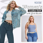 WERFORU 3 PACK Women Belt Women Fashion Leather Belts for Jeans Pants Ladies Belts with Gold Buckle