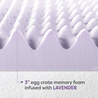 Best Price Mattress 3 Inch Egg Crate Memory Foam Mattress Topper with Soothing Lavender Infusion, CertiPUR-US Certified, Dorm Essentials, Twin