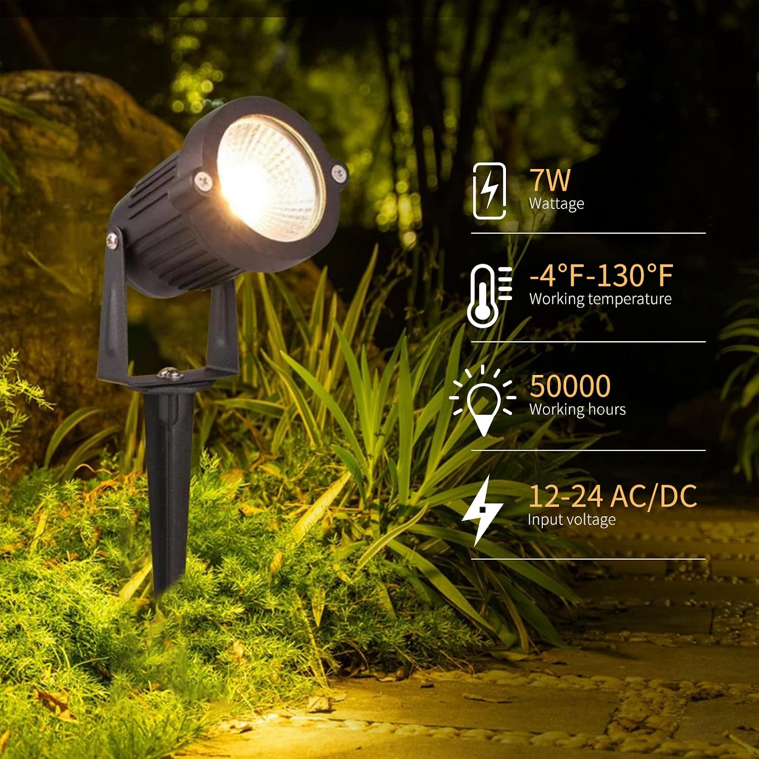 Reegold Low Voltage Landscape Lights Outdoor: 7W 700Lm Led Landscape Lighting With Connectors For Tree Garden Yard Pathway | 12V 24V Warm White 2700K Spotlights | Ip65 Waterproof | 6 Pack