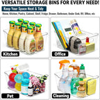 12 Pack Multiuse Clear Plastic Storage Bins For Organizing W/ Labels - Home, Kitchen, Bathroom, Office, Pantry Cabinet Shelf Organizer Bins - Soho Collection, Rv, Fridge Organization Containers