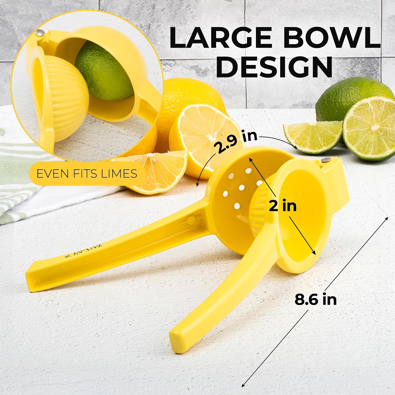 Zulay Kitchen Metal Lemon Squeezer - Handheld Lemon Juicer Squeezer - Easy To Use Citrus Juicer - Manual Press For Extracting The Most Juice Possible - Extracts Every Last Drop