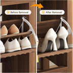 Shoe Cabinet Storage For Entryway, Fluted Shoe Cabinet With 4 Flip Drawers, Hidden Shoe Rack Freestanding Wooden Shoe Organizer With Legs For Hallway, Walnut