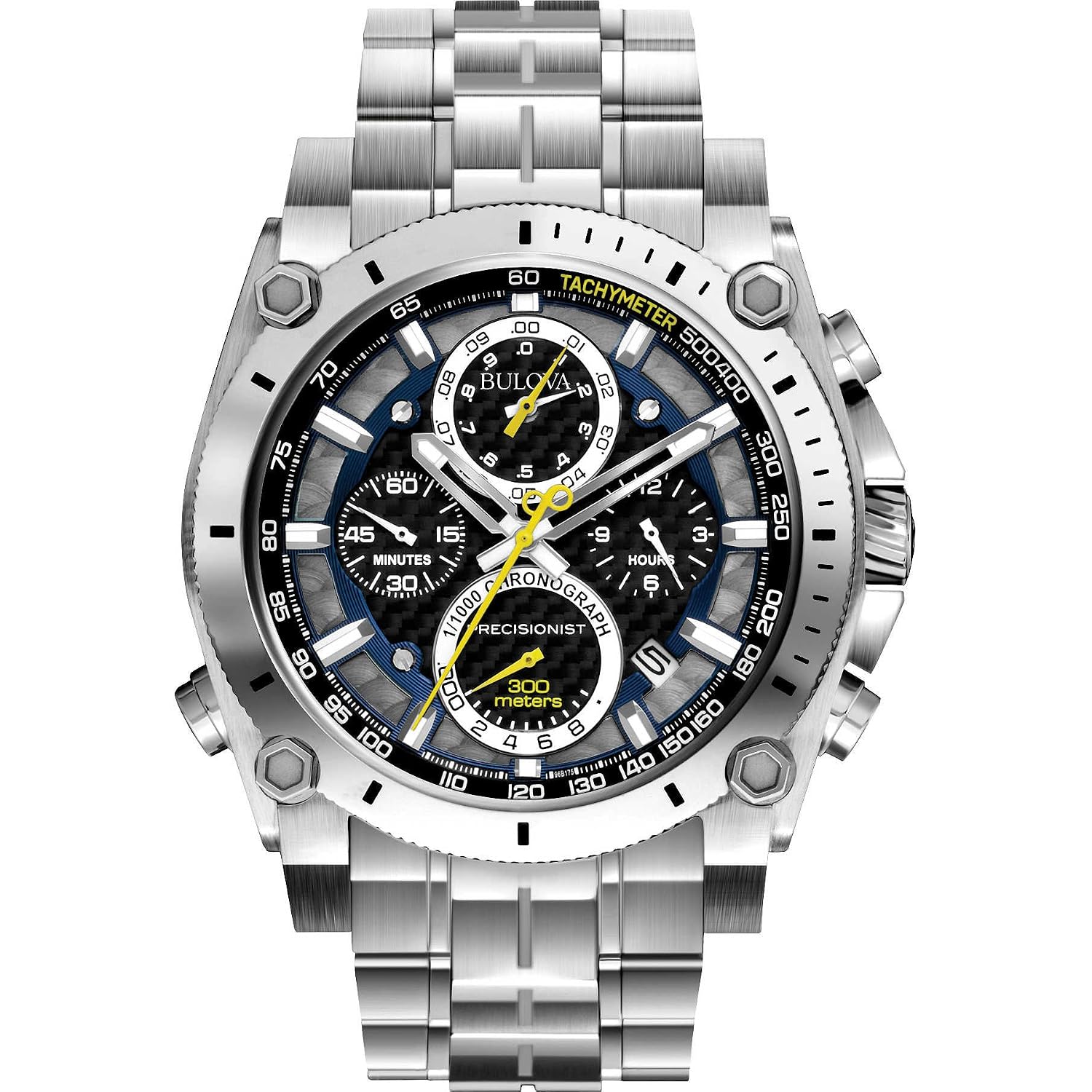 Bulova Men'S Icon High Precision Quartz Chronograph Watch, Curved Mineral Crystal