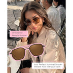 Tangle Free Aviator Sunglasses For Women Polarized Square Frame With Uv400 Protection Sun Glasses For Driving