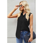 Women's Sleeveless Button Down Shirts Blouses Casual Loose V Neck Tank Tops for Work S-XXL