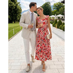 Zesica Women'S Summer Boho Floral Midi Dress 2026 Casual Ruffle Cap Sleeve Beach Wedding Guest Flowy Tiered Long Dresses