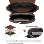 Heshe Leather Small Crossbody Bags For Women Rfid Blocking Cell Phone Purse Anti-Theft Travel Bag With Wide Straps