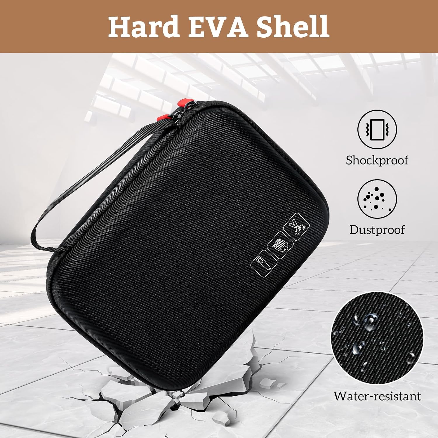 Procase Hard Travel Case For Hair Clippers, Hair Cutting Barber Supplies Holder, Trimmer Organizer Storage Bag For Hatteker/Oneisal/Wahl 5Star/Andis Men Razor Guard Grooming Kits -Black