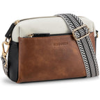 Bostanten Crossbody Purse For Women Triple Zip Cell Phone Leather Handbag With Colored Shoulder Strap