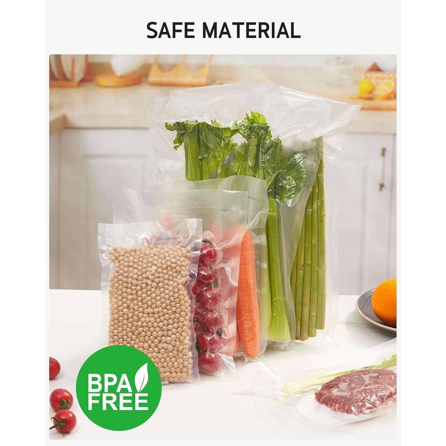 Syntus Vacuum Sealer Bags, 150 Gallon 11" x 16" and Quart 8" x 12" and Pint 6" x 10" Commercial Grade PreCut Bag, BPA Free Food Vac Bags for Storage, Meal Prep or Sous Vide