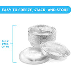 MontoPack 9” Round Aluminum Foil Pans with Clear Lids | Disposable Containers with Straight Walls for Storing, Baking, Meal Prep & Reheating | Freezer & Oven Safe, Recyclable | 40 Pack of Tins