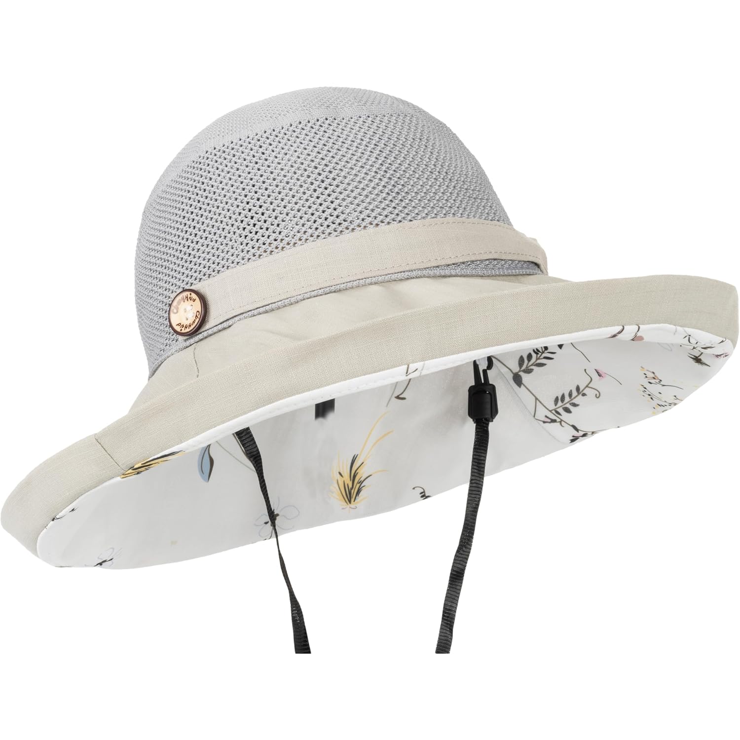 Women's-Mesh-Sun-Hats Wide-Brim Summer Beach Bucket Caps for Girls Outdoor-UV-Protection Foldable-Fishing-Hat Chin Strap