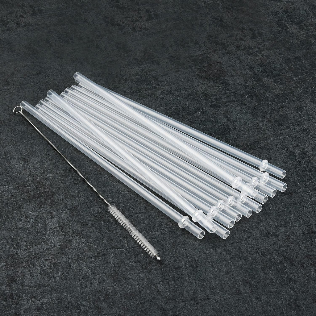 Alink 12-Pack Reusable Clear Plastic Straws, 10.5 In X 0.3 In Replacement Tumbler Straws, Bpa-Free Dishwasher-Safe Hard Straws With Brush For Stanley, Yeti, Starbucks, Owala, Mason Jars 16–32 Oz Cups