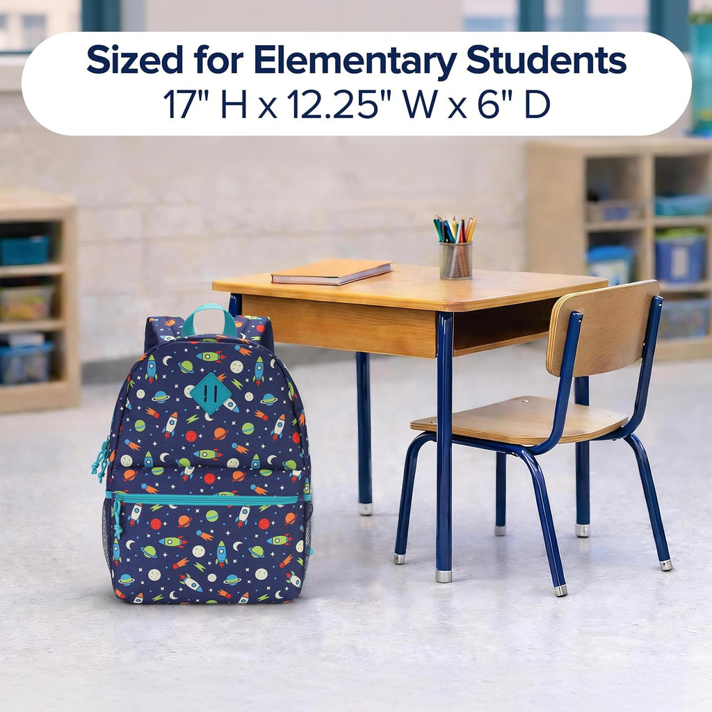 24-Pack 17" Elementary Bulk Backpacks For School, Bulk Printed Bookbags For Boys And Girls Ages 5-11, Assorted Prints For School Drives, Donations, And Giveaways