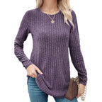 Womens Long Sleeve Shirt Tunics Tops for Spring Fall Lightweight Blouses Crew Neck Dressy Sweaters for 2026