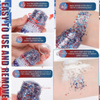 DAGEDA Red White Blue Face Body Glitter Stick,4th of July Accessories Sparkling Hair Glitter Makeup,Patriotic Red White and Blue Patriotic Accessories,Fourth of July Outfit Flag Glitters Makeup