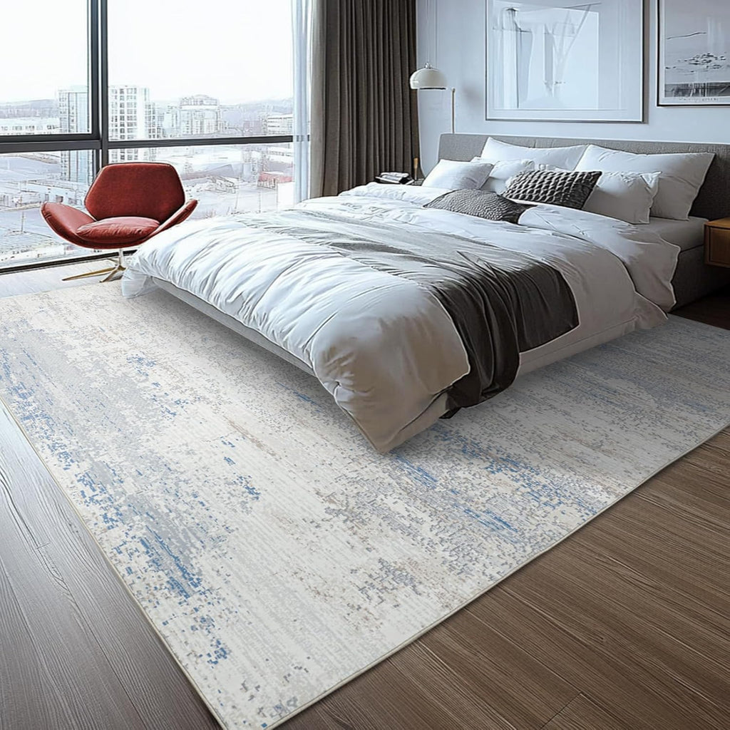 Washable Rugs 8x10 Area Rugs for Living Room- Modern Abstract Rugs for Bedroom,Dining Room, Large Soft Low Pile Carpet with Non Slip Rubber Backing,Neutral Accent Rug for Nursery Home Office