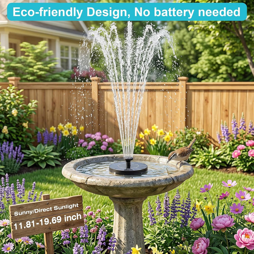 Aisitin Solar Fountain Pump With 6 Nozzles, 2026 Solar Bird Bath Fountains | Upgraded Floating Solar Water Fountain For Garden, Pond, Pool, Fish Tank, Backyard & Outdoor